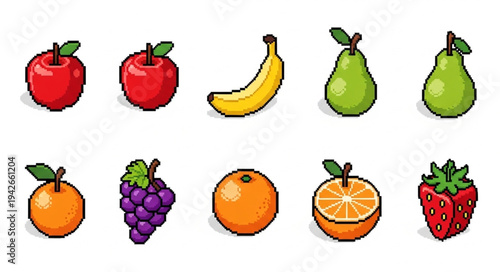 Colorful Fruits Assorted on White.