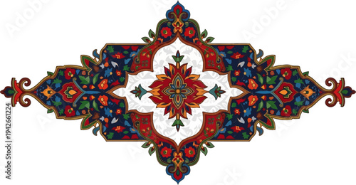 Intricate floral and geometric Persian carpet border design