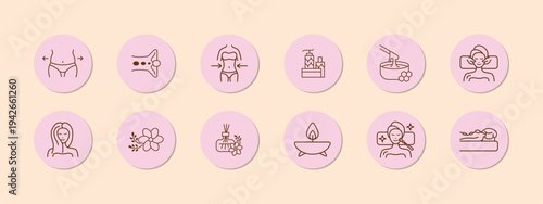 Wellness and Spa Line Editable Icons set. Vector illustration in modern thin line style of components of a healthy lifestyle, face , recreation. Pictograms and infographics