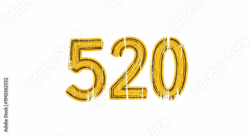 A distressed yellow number 520 with textured brush strokes