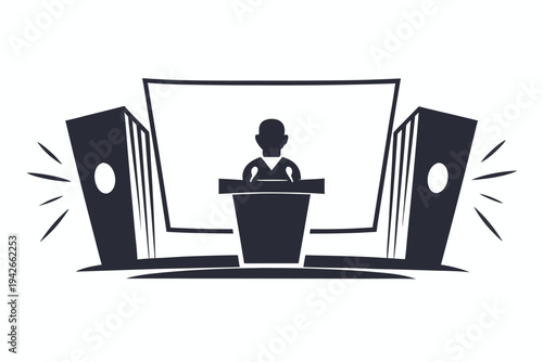 Podium Speaker Design Isolated on White Background