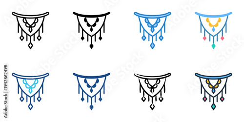 Macrame wall hangings icons set multiple style collection. Editable stroke 

