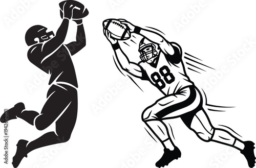 Football Player Catching Ball Jump Icon