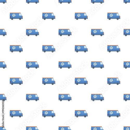 Blue delivery vans forming a seamless background, representing shipping and courier services