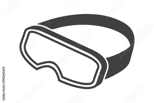 Simple Art of a Dark Gray Goggles with Strap on White Background
