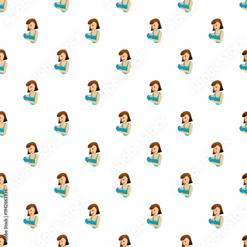 Seamless pattern of a happy mother holding a baby