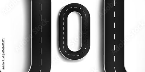 White And Yellow Stripes On Asphalt Road Texture.