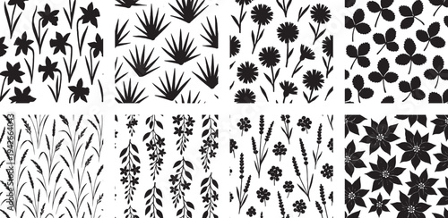 Spring Flower and Lavender Silhouette Pattern Collection
