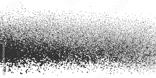 Abstract a visually striking display of sprayed ink texture, featuring a gradient effect that blends from solid black to transparent, highlighting a gritty, textured surface.