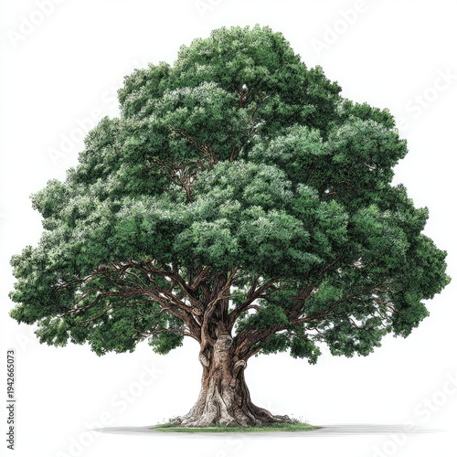 Lush green tree against white background (10)