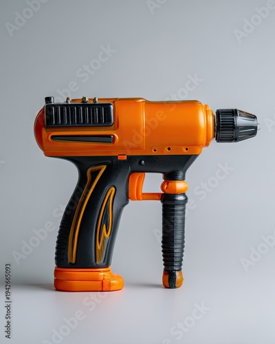 Orange cordless drill, side view