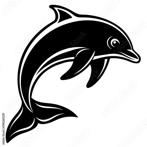 Black dolphin icon vector