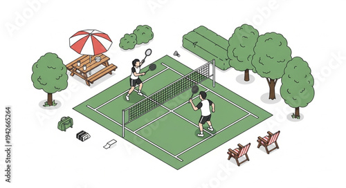 Cricket Players on Green Field.