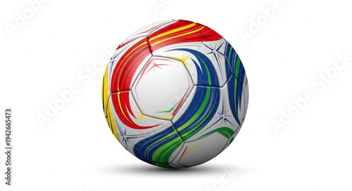 Colorful Soccer Ball with Swirling Patterns.