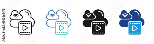 Stream Cloud icon set multiple style collection