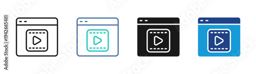 Video Player icon set multiple style collection