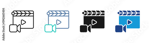 Video Production icon set multiple style collection