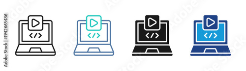 Stream Coding icon set multiple style collection