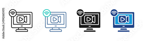 Live Video icon set multiple style collection