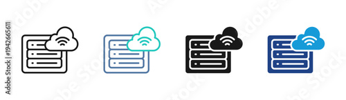 Cloud Streaming icon set multiple style collection