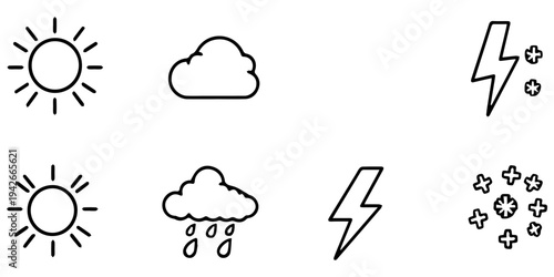 3D cartoon weather icon set featuring cloud and rain symbols inside speech bubble balloons and thought communication elements for web design vector illustration