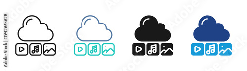 Media Streaming icon set multiple style collection