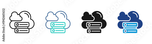 Cloud Server icon set multiple style collection