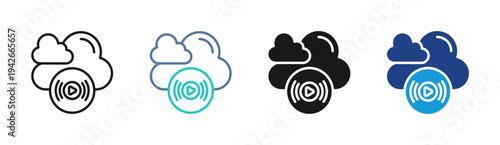 Stream Audio icon set multiple style collection