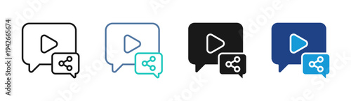 Share Video icon set multiple style collection