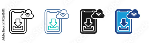 Video Download icon set multiple style collection