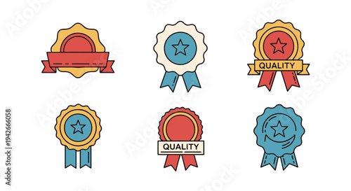 Quality Seal Line art vector modern abstract vibrant color