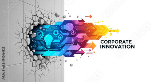 Corporate Innovation Concept with Light Bulb.