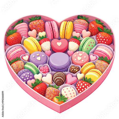 A delicious variety of colorful sugar candies and sweet jelly treats fill a glass bowl isolated on white, creating a vibrant confectionery snack perfect for an Easter dessert or fruit flavored treat