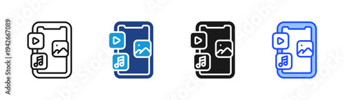 Streaming App icon set multiple style collection