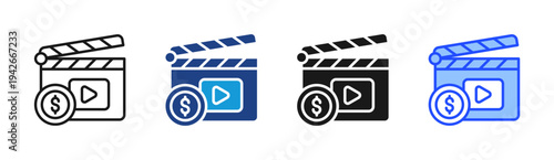 Stream Revenue icon set multiple style collection