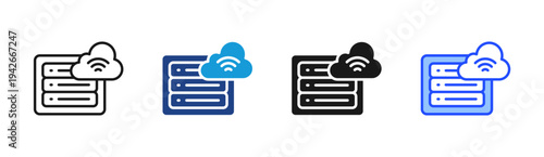 Cloud Streaming icon set multiple style collection