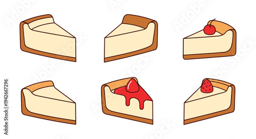 New York Cheesecake Line art flat modern abstract vector