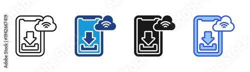 Video Download icon set multiple style collection