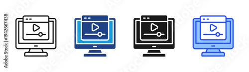 Monitoring icon set multiple style collection