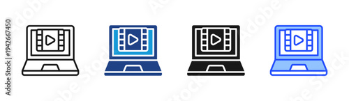 Video Streaming icon set multiple style collection