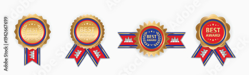 Made in Cambodia badges. Patriot proud label stamp, Cambodia flag and national symbols, Cambodia patriotic emblems vector set. Cambodia product stickers, national independence day 9th November badges