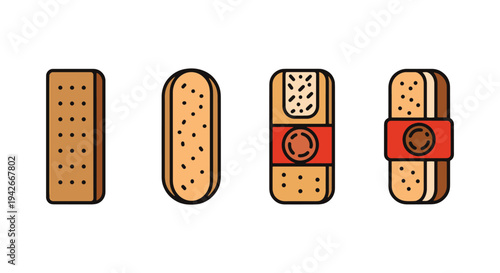 Oat Bar Line art vector set minimal abstract vibrant color illustration