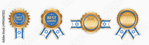 Made in Israel badges. Patriot proud label stamp, Israel flag and national symbols, Israel patriotic emblems vector set. Israel product stickers, national independence day 21th April badges