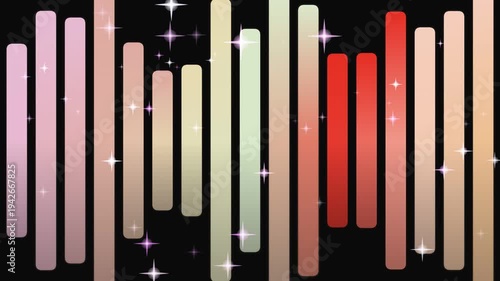 Abstract Vertical Bars with Sparkling Stars on Black Background