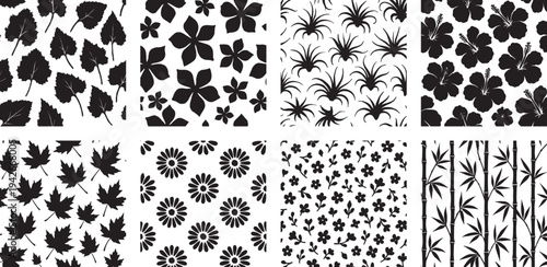 Hibiscus and Bamboo Silhouette Collection with Air Plants