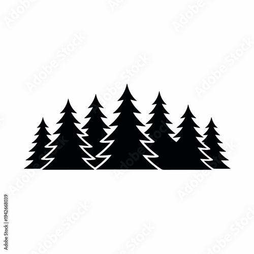 A group of stylized trees with zigzag patterns on their trunks in a black and white illustration Vector