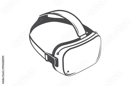 VR Headset with Straps on White Background Modern Design