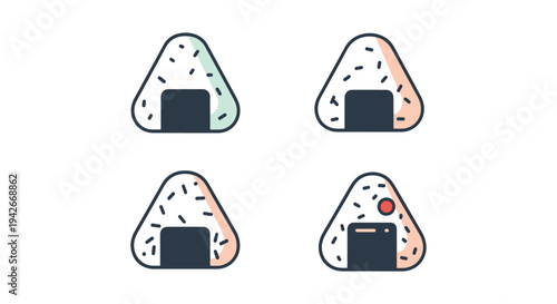 Onigiri Line art vector set clean abstract color
