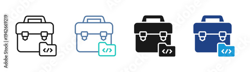 Developer Toolkit icon set multiple style collection