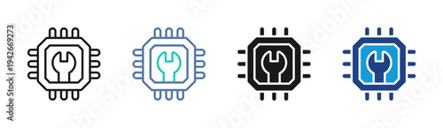 Processor Settings icon set multiple style collection